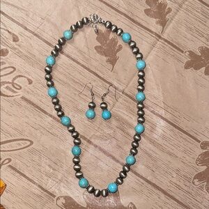 Elegant Silver and Turquoise stone Jewelry Set